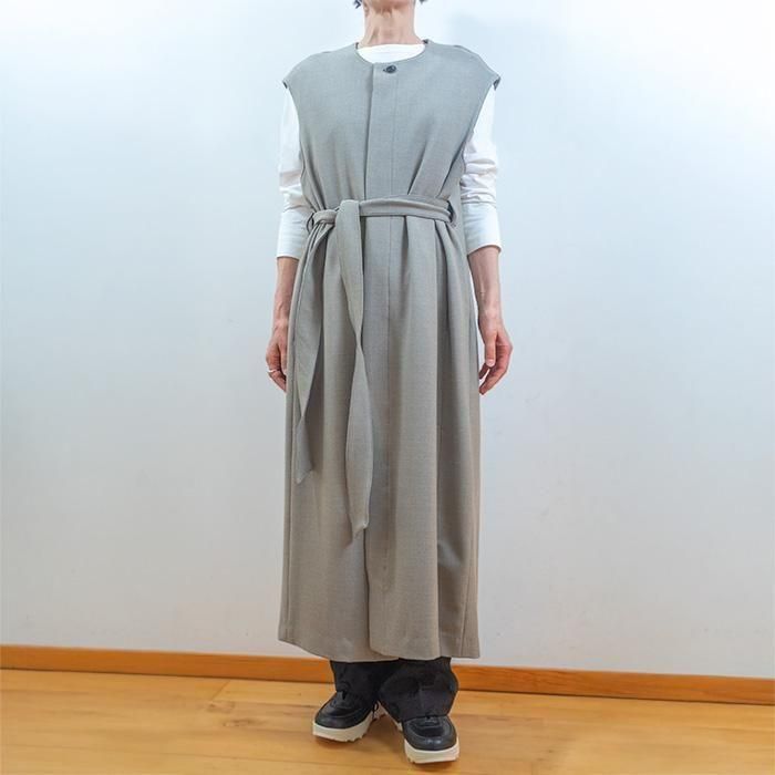 【新品タグ付き】homspun コットンリネンマットラップワンピース homspun コットンリネンマットラップワンピース [グリーン