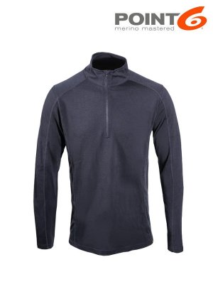 Men's Base Layer Long Sleeve Mid 1/4 Zip Top #Black [81-8003-204] - Point6 | ポイント6