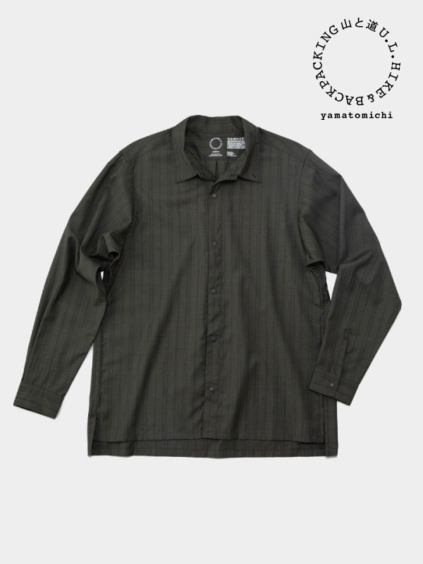 山と道｜ヤマトミチ Merino Shirt (unisex) #Olive/Black Stripe