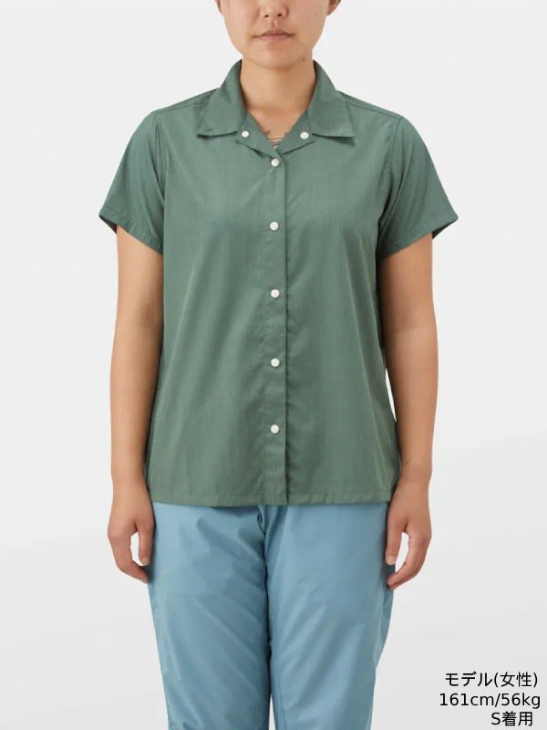 山と道 Bamboo Short Sleeve Shirt sage S - シャツ