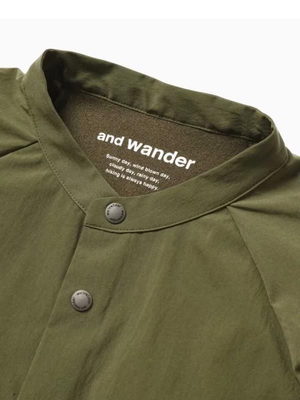 andwander｜アンドワンダー Women's fleece base band collar shirt