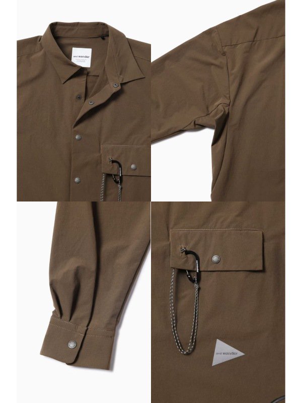 andwander｜アンドワンダー light w cloth shirt #brown [5743283071]