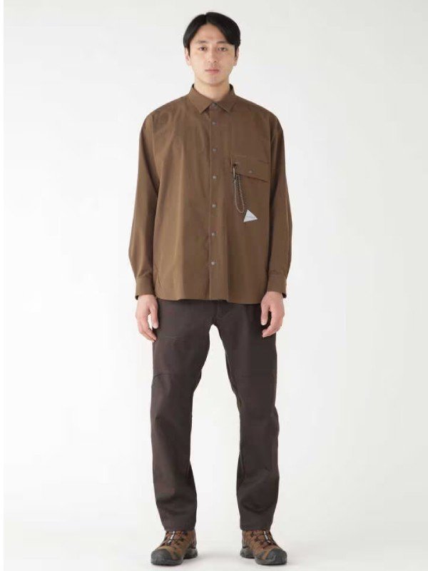 andwander｜アンドワンダー light w cloth shirt #brown [5743283071]