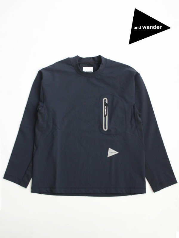 andwander｜アンドワンダー hybrid warm pocket LS T #navy [5743284075]