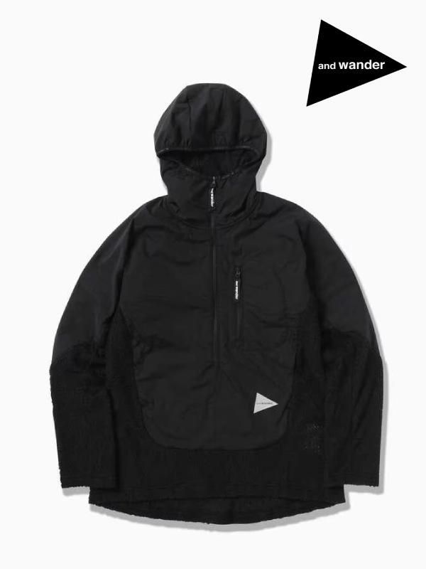 andwander｜アンドワンダー Women's alpha direct hoodie #black