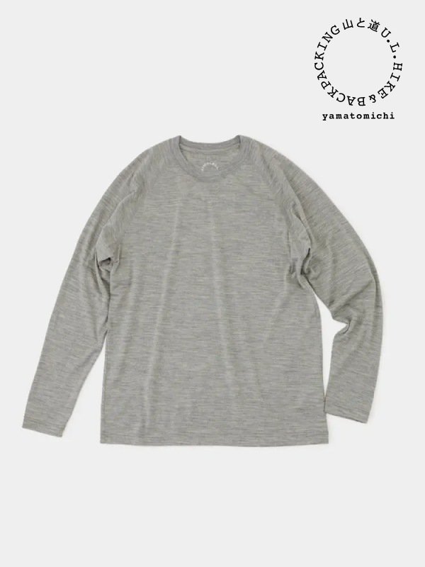 山と道｜ヤマトミチ 100% Merino Light Long Sleeve (unisex) #Gray Marl