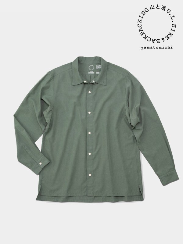 山と道 Bamboo Shirt Dark Olive Lサイズ-