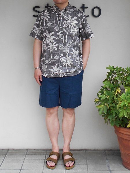 LANI'S General Store 【ラニーズジェネラルストア】 Hawaiian Button Down Shirts / Palm  Trees (Men's) - 『strato』 Jackman,NARU,Ordinary Fits,Manual Alphabet