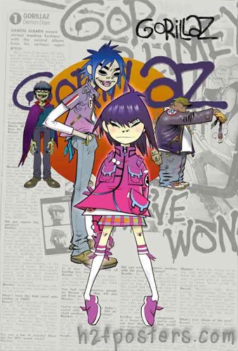 ゴリラズ（Gorillaz）ポスター■ [6055_M] 通販ポスター『映画、音楽、洋楽、ロック、 アーティスト、少女時代、バイク  』各種ポスターあります！ポスター販売サイト”h2fposters.com”