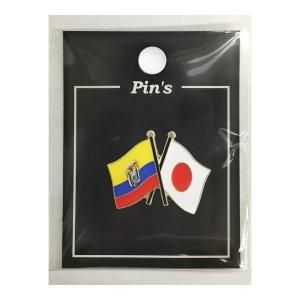 ピンバッジ2ヶ国友好 日本国旗・エクアドル国旗 約20×20mm