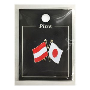 ピンバッジ2ヶ国友好 日本国旗 オーストリア国旗 約 mm