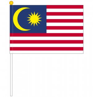 手旗 応援旗サイズ マレーシア国旗 ポール付き 25 37 5ｃｍ トスパ世界の国旗販売ショップ