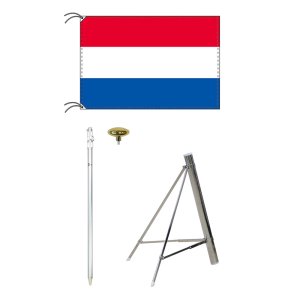 オランダ 国旗 スタンドセット 90 135cm国旗 3ｍポール 金色扁平玉 新型フロアスタンドのセット 世界の国旗シリーズ