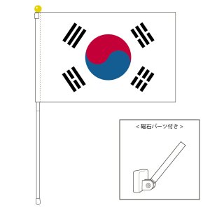 大韓民国 韓国国旗 ポータブルフラッグ マグネット設置部品付きセット 旗サイズ25 37 5cm テトロン製 日本製 世界の国旗シリーズを激安販売