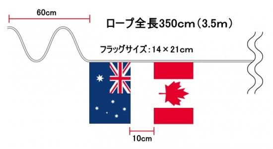 TOSPA ミニ連続万国旗 Aタイプ 10カ国 14×21cm 全長約3.5m