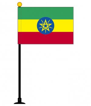 エチオピア 国旗 ミニフラッグ 旗サイズ10 5 15 7cm テトロンスエード製 ポール27cm 吸盤のセット 日本製 世界の国旗シリーズ