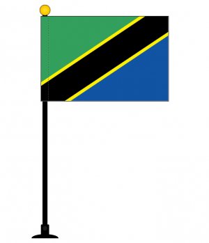 タンザニア 国旗 ミニフラッグ 旗サイズ10 5 15 7cm テトロンスエード製 ポール27cm 吸盤のセット 日本製 世界の国旗シリーズ