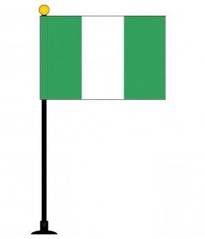 ナイジェリア 国旗 ミニフラッグ 旗サイズ10 5 15 7cm テトロンスエード製 ポール27cm 吸盤のセット 日本製 世界の国旗シリーズ