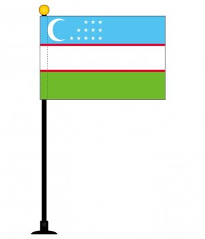 ウズベキスタン 国旗 ミニフラッグ 旗サイズ10 5 15 7cm テトロンスエード製 ポール27cm 吸盤のセット 日本製 世界の国旗シリーズ