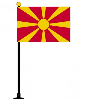 北マケドニア 国旗 ミニフラッグ 旗サイズ10.5×15.7cm テトロン
