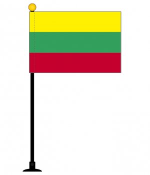 リトアニア 国旗 ミニフラッグ 旗サイズ10 5 15 7cm テトロンスエード製 ポール27cm 吸盤のセット 日本製 世界の国旗シリーズ
