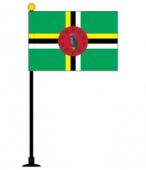 ドミニカ国 国旗 ミニフラッグ 旗サイズ10 5 15 7cm テトロンスエード製 ポール27cm 吸盤のセット 日本製 世界の国旗シリーズ