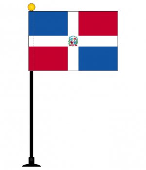 ドミニカ共和国 国旗 ミニフラッグ 旗サイズ10 5 15 7cm テトロンスエード製 ポール27cm 吸盤のセット 日本製 世界の国旗シリーズ