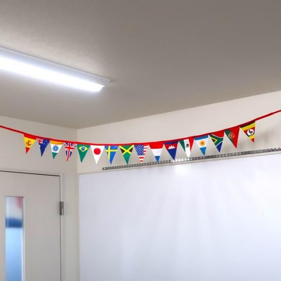 Tospa フラッグガーランド ワールドフラッグ手書き国旗風 旗サイズ9 11 5cm 全長約280cm ポリエステル製 Tospaオリジナルミニ三角連続旗 Tospa フラッグガーランド ワールドフラッグ手書き国旗風 旗サイズ9 11 5cm 全長約280cm ポリエステル製 Tospaオリジナルミニ三角連続旗