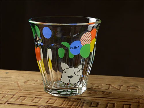 Shinzikatoh シンジカトウデザイン　フレンチブルドッグのイラストがとってもかわいいガラスのコップ