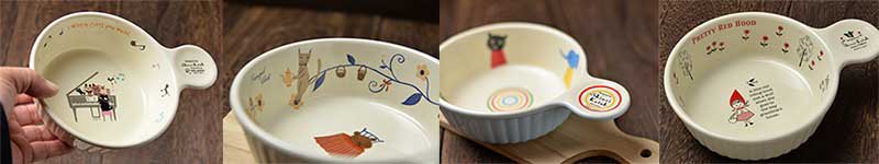 Shinzikatoh シンジカトウデザイン　ねこやくまウサギなど可愛いイラストのグラタン皿　美濃焼