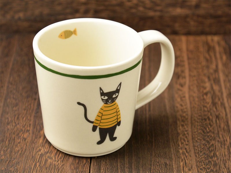 shinzikatoh シンジカトウデザイン　お洒落な猫のイラストが可愛い美濃焼製マグカップ