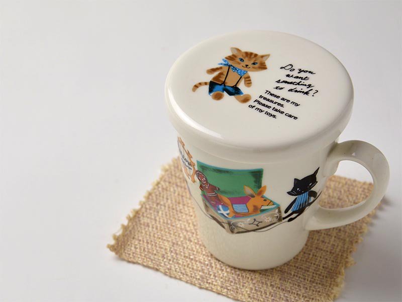 shinzi katoh シンジカトウ　黒猫のイラストがお洒落でかわいい　陶器のハーブマグカップ