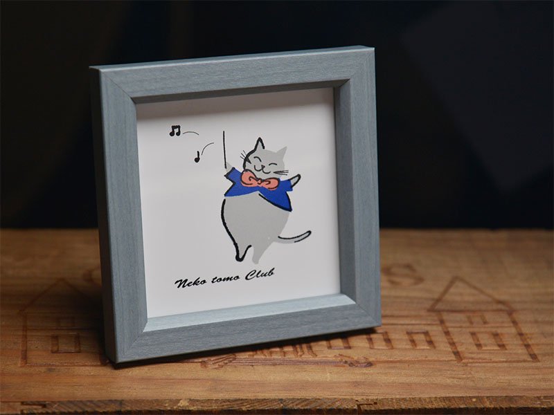 猫の指揮者が描かれた 100角　デザインタイル