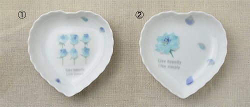 shinzikatoh シンジカトウ　ブルーローズ　陶器のハートの小皿　ハートトレー