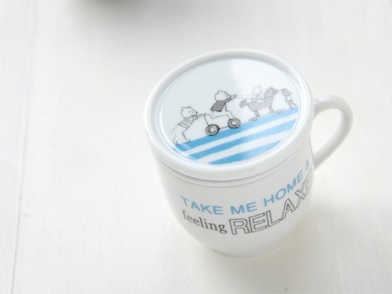 シンジカトウデザイン 熊のイラストが可愛い 陶器のハーブマグカップ