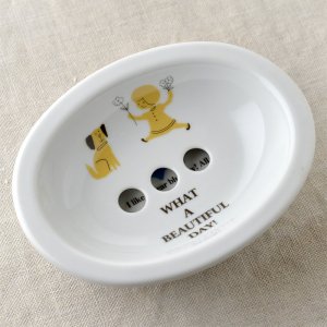 Shinzikatoh シンジカトウ BD 陶器のソープディッシュ・石鹸置き（受け皿付）　(BD Ceramic Soap dish)