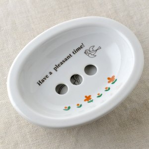 Shinzikatoh シンジカトウ HP 陶器のソープディッシュ・石鹸置き（受け皿付）　(HP Ceramic Soap dish)