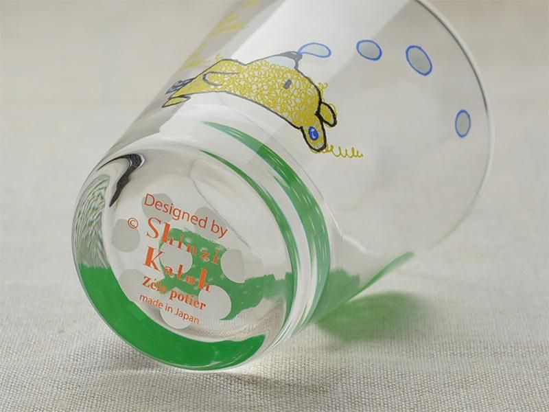 シンジカトウデザイン カラフルでポップなくまのイラスト ガラスのコップ