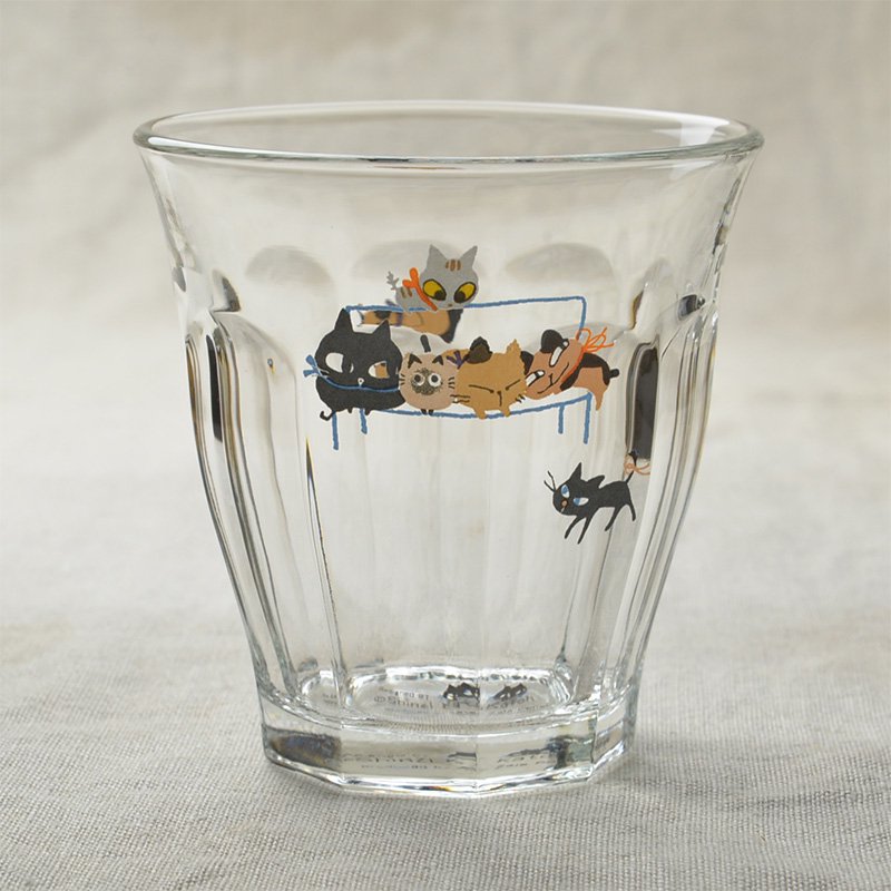 シンジカトウデザイン 人気の猫のイラストが可愛い ガラスのコップ