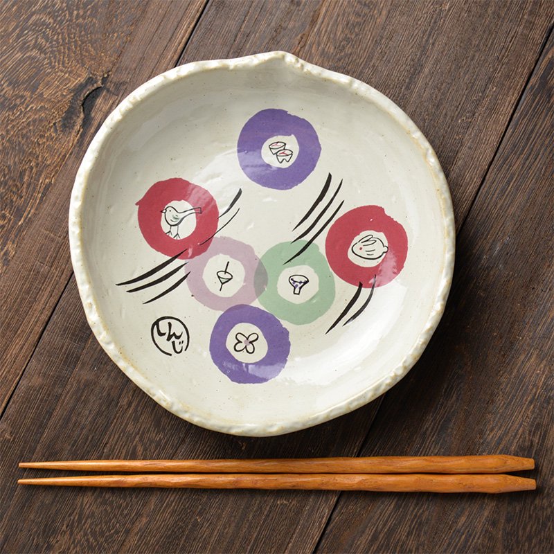 シンジカトウ デザイン　お皿料理を楽しくおしゃれにしてくれる 月見横丁シーリーズ 丸皿　日本製