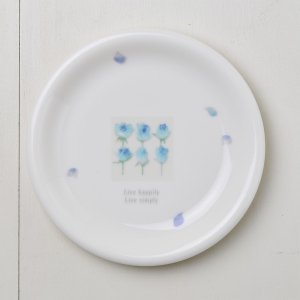 Shinzi Katoh シンジカトウ　デザイン 花言葉「夢かなう」ブルーのローズ柄がお洒落な陶器のお皿<br>ブルーローズシリーズ　ROSE　プレートS　美濃焼　日本製　