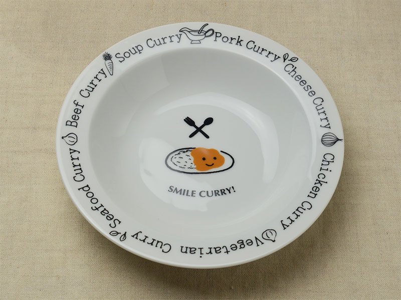 シンジカトウ SM カレー＆スープ ロゴとイラストが可愛いカレー皿