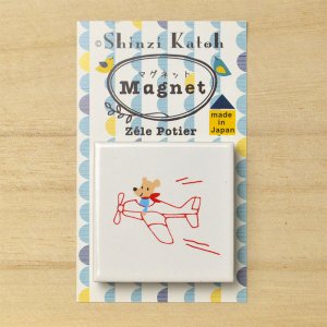 Shinzi Katohシンジカトウ   文具　マグネット 可愛いくまのイラスト　マグネットタイル　RP-E 飛行機
