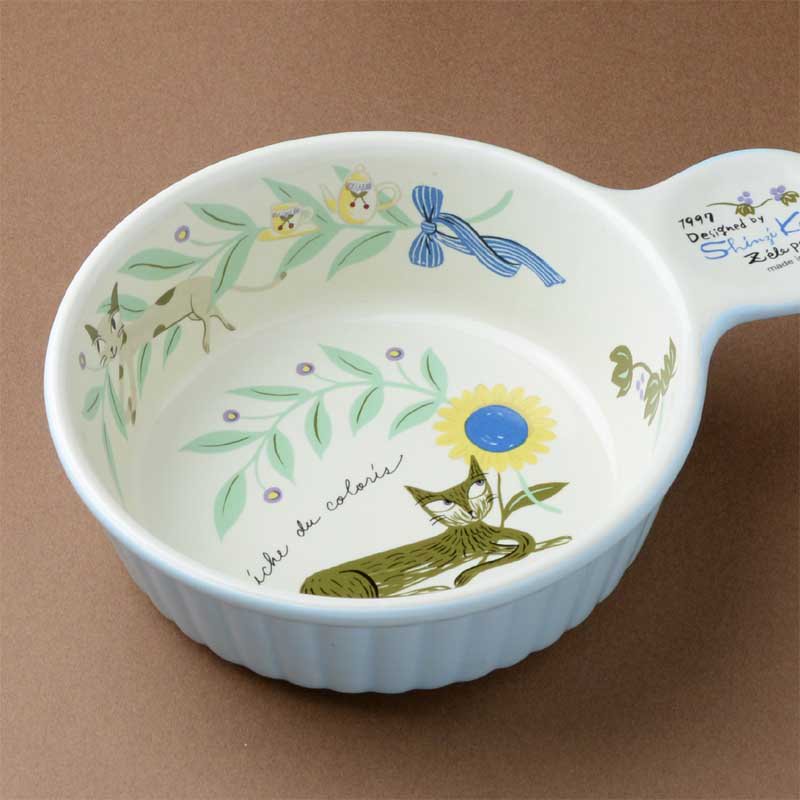 Shinzi Katoh シンジカトウ ひまわりとねこのイラストがかわいい陶器 リッシュドゥカラリシリーズ グラタン皿 美濃焼 生活雑貨通販 ゼルポティエ