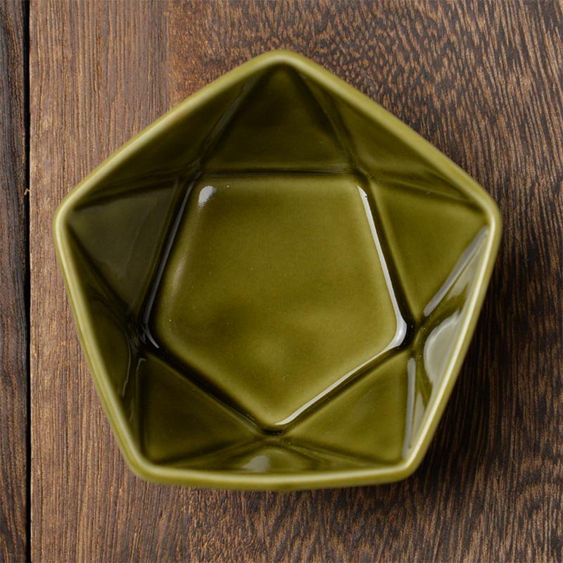 おしゃれな小鉢 五角形が可愛い 陶器のカップ 織部 100cc