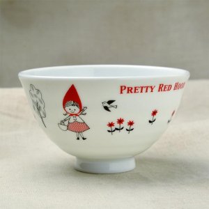 ShinziKatoh シンジカトウ<br>軽いお茶碗　こども用どんぶり　赤ずきんちゃんのイラスト<br>茶碗L　RH