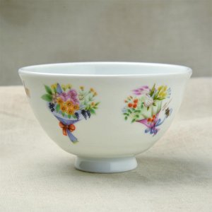 Shinzi Katoh シンジカトウ　軽いお茶碗　花束のイラストがおしゃれ　茶碗L　SA