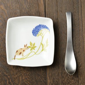 シンジカトウ　大人可愛い猫のイラスト　陶器の小皿　COいろとりさら2　