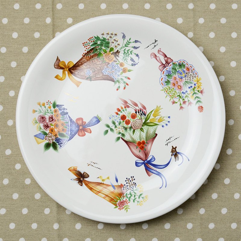 可愛い食器 シンジカトウ 綺麗な花束のイラスト プレート 皿