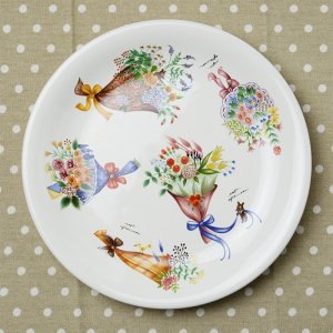 可愛い食器　Shinzi Katohシンジカトウ　花束のイラストが可愛い皿
SA プレート L　日本製